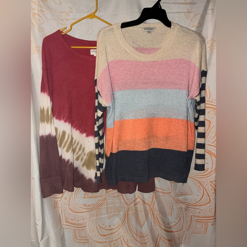 Davi&Dani Pink, Blue, Orange Striped Sweater Bundle
